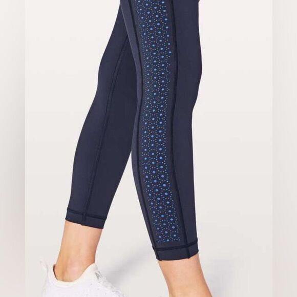 Lululemon Colour Me Quick 7/8 Tights 25" Blue High Rise Laser Cut Run Leggings 4 - Picture 11 of 11
